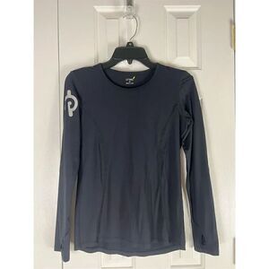Pheel Active Womens Black Reflective Long Sleeve Top Pullover Size M